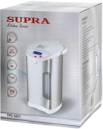 Термопот Supra TPS-5011 5л. 750Вт серебристый/белый