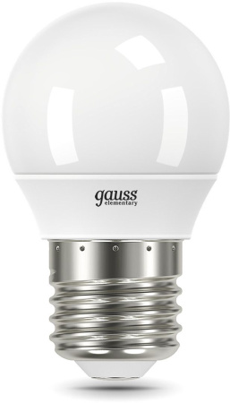 Лампа светодиодная Gauss Elementary 53226T 6Вт цок.:E27 шар 180B 4100K св.свеч.бел.нейт. (упак.:3шт)