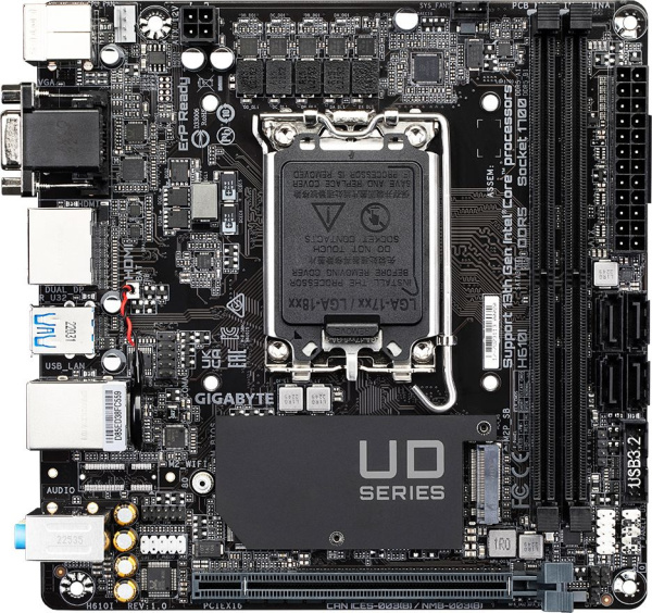 Материнская плата Gigabyte H610I Soc-1700 Intel H610 2xDDR5 mini-ITX AC`97 8ch(7.1) GbLAN+VGA+HDMI+D