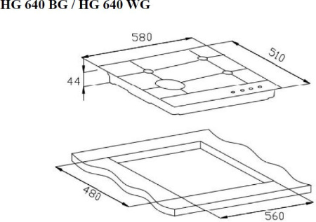 Газовая варочная поверхность Weissgauff HG 640 BG черный