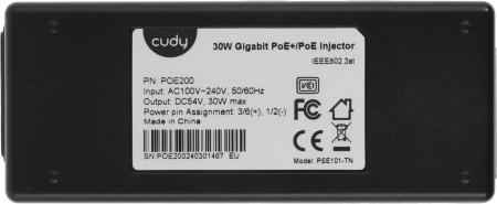 Инжектор PoE Cudy POE200 10/100/1000BASE-T 54В (DC)