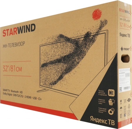 Телевизор LED Starwind 32" SW-LED32SG305 Яндекс.ТВ Frameless черный/черный HD 60Hz DVB-T DVB-T2 DVB-C DVB-S DVB-S2 USB WiFi Smart TV