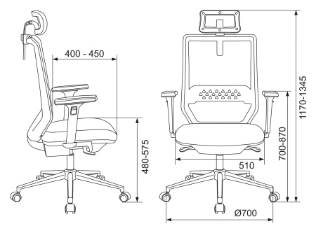 Кресло руководителя Бюрократ MC-W612N-H темно-серый TW-04 38-417 с подголов. крестов. металл хром пластик белый