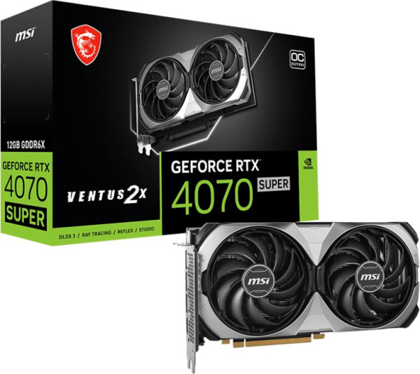 Видеокарта MSI PCI-E 4.0 RTX 4070 SUPER 12G VENTUS 2X OC NV RTX4070 Super 12Gb 192bit GDDR6X 2505/21