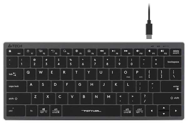 Клавиатура A4Tech Fstyler FX51 серый USB slim Multimedia (FX51 GREY)