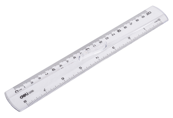 Линейка Deli EG01612 пластик дл.20см прозрачный с держателем европодвес