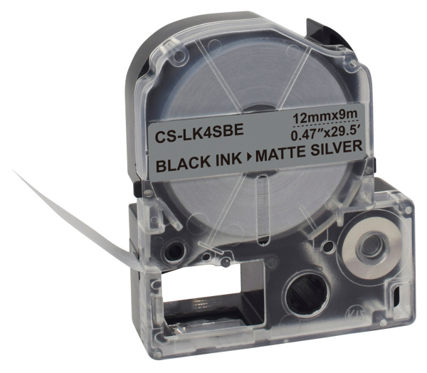 Картридж ленточный Cactus CS-LK4SBE LK-4SBE черный на сереб.мат. 12x9 для Epson LW300/LW400/LW700/LW600P/LW1000P/K400/Z700/Z900