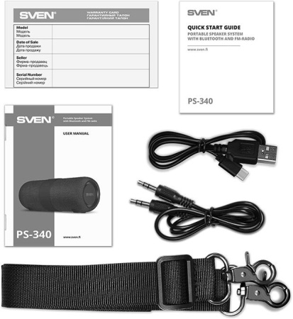 Колонка порт. Sven PS-340 черный 24W 2.0 BT/3.5Jack/USB 10м 3600mAh (SV-021283)