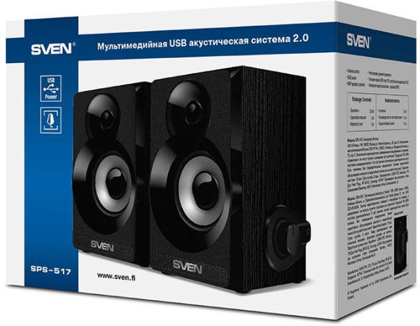 Колонки Sven SPS-517 2.0 черный 6Вт
