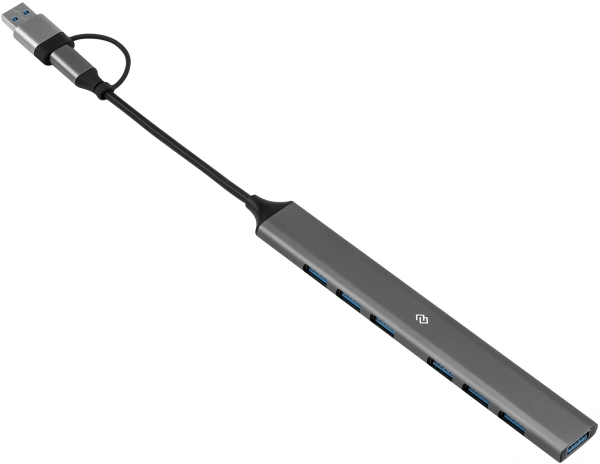 Разветвитель USB-C+ USB-A Digma DHUB-7USB-AC-3.0 7порт. черный