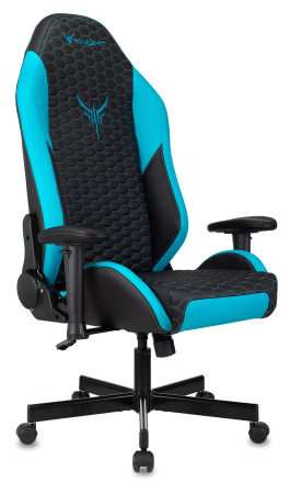 Кресло игровое Knight Neon черный/голубой соты эко.кожа с подголов. крестов. металл