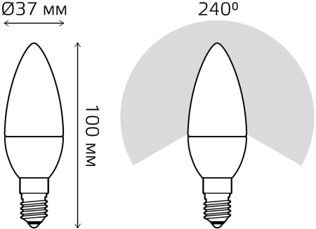 Лампа светодиодная Gauss 103101406 6Вт цок.:E14 свеча 220B св.свеч.RGB (упак.:1шт)