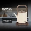 Чайник электрический Hyundai HYK-S2043 0.6л. 1000Вт кремовый/коричневый корпус: металл