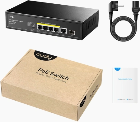 Коммутатор Cudy GS1005PTS1 5x1Гбит/с 1SFP 4PoE неуправляемый