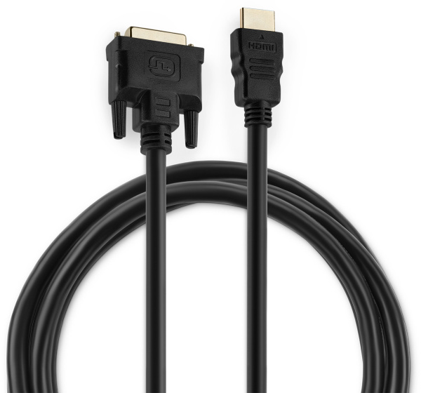 Кабель аудио-видео Buro HDMI (m)/DVI-D (Dual Link) (m) 1.8м. позолоч.конт. черный (BHP RET HDMI_DVI18)