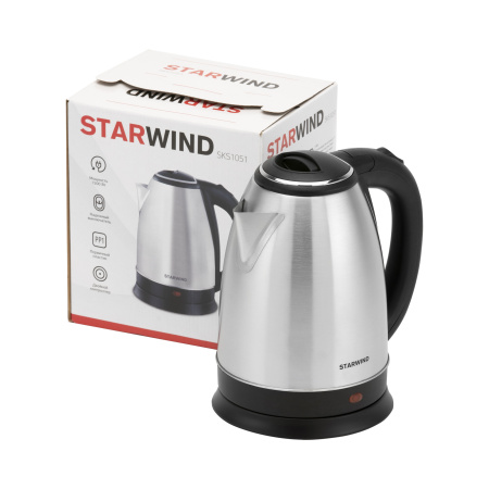 Чайник электрический Starwind SKS1051 1.8л. 1500Вт серебристый матовый/черный (корпус: нержавеющая сталь/пластик)