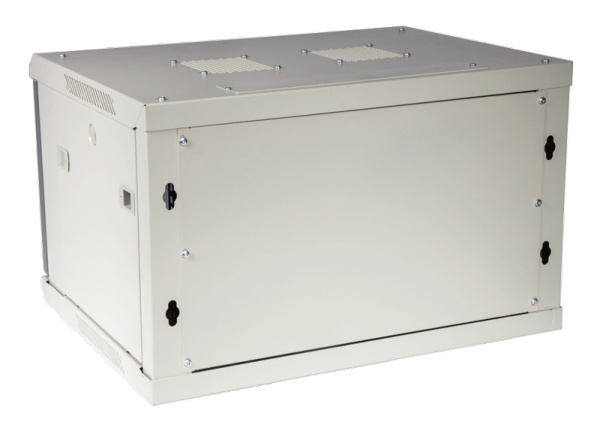 Шкаф коммутационный Lanmaster (TWT-CBWPG-6U-6X4-GY) настенный 6U 600x400мм пер.дв.стекл 60кг серый