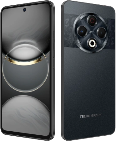 Смартфон Tecno Spark 30 256Gb 8Gb черный моноблок 3G 4G 2Sim 6.78" 1080x2436 Android 14 64Mpix 802.11 a/b/g/n/ac NFC GPS GSM900/1800 GSM1900 TouchSc Protect VidConf FM A-GPS microSD max1024Gb