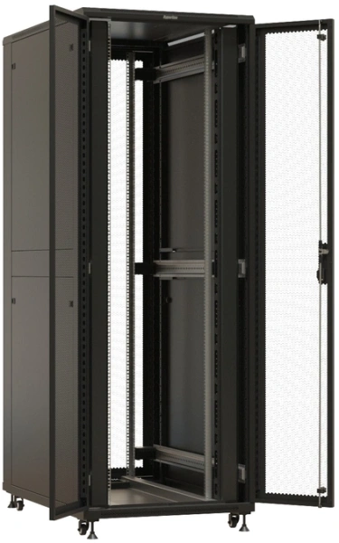 Шкаф коммутационный Hyperline (TTBR-4781-DD-RAL9004) напольный 47U 800x1000мм пер.дв.перфор. задн.дв