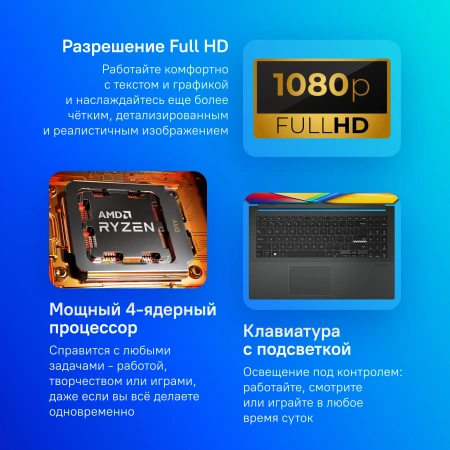 Ноутбук Asus VivoBook E1504FA-BQ664 Ryzen 5 7520U/16Gb/SSD512Gb/15.6"/IPS/FHD/noOS/black