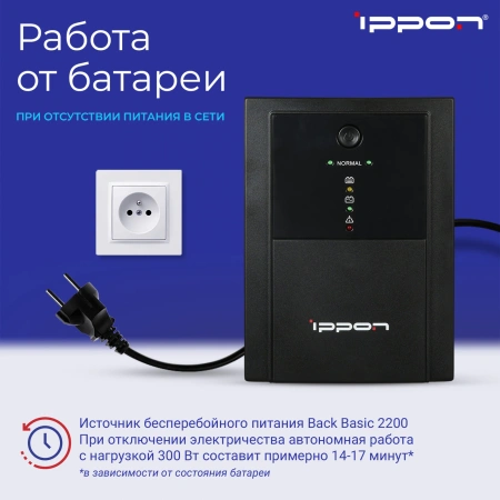 Источник бесперебойного питания Ippon Back Basic 2200 1320Вт 2200ВА черный