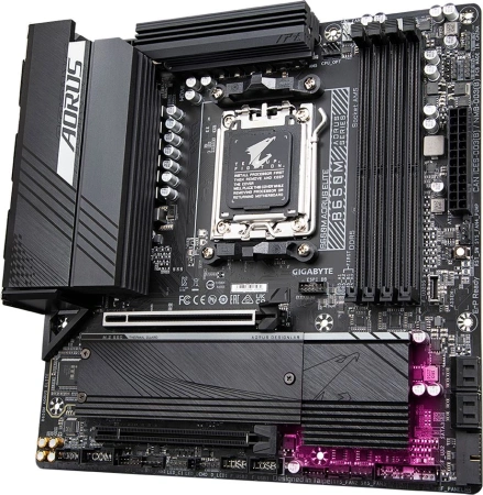 Материнская плата Gigabyte B650M AORUS ELITE SocketAM5 AMD B650 mATX AC`97 8ch(7.1) 2.5Gg RAID+HDMI+