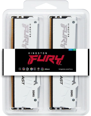 Память DDR5 2x32GB 6000MHz Kingston KF560C36BWEAK2-64 Fury Beast White Expo RGB RTL Gaming PC5-48000 CL36 DIMM 288-pin 1.35В dual rank с радиатором Ret