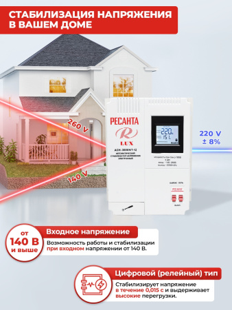 Стабилизатор напряжения Ресанта АСН-3000Н/1-Ц однофазный серый (63/6/21)