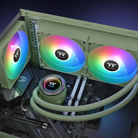 Система водяного охлаждения Thermaltake TH280 V2 Matcha ARGB Soc-AM5/AM4/1200/1700/1851 зеленый 4-pin 34.7dB Al+Cu Ret (CL-W375-PL14MG-A)