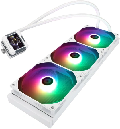 Система водяного охлаждения Thermalright Frozen Warframe 420 ARGB Soc-AM5/AM4/1200/1700/1851 белый 4-pin 29.8dB Al LCD Ret (F-WFRAME-420-WH-ARGB)