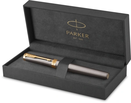 Ручка роллер Parker Ingenuity Grey Core GT (2213727) F черн. черн. подар.кор.