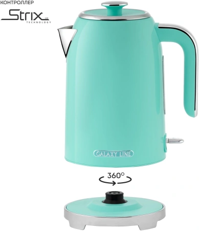 Чайник электрический Galaxy Line GL 0347 1.7л. 2200Вт бирюзовый корпус: нерж.сталь (ГЛ0347Л)