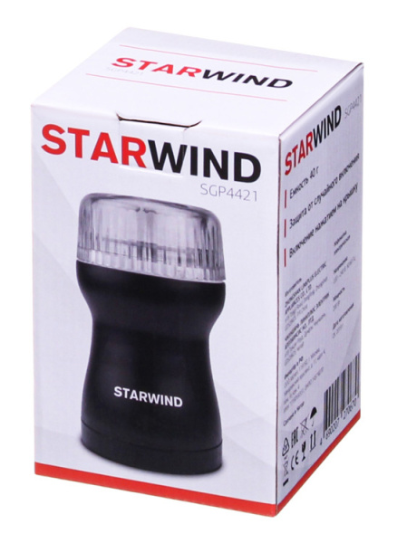 Кофемолка Starwind SGP4421 200Вт сист.помол.:ротац.нож вместим.:40гр черный