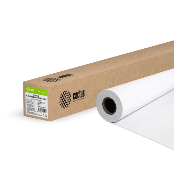 Бумага Cactus CS-PG200-106730 42"(A0+) 1067мм-30м/200г/м2/белый глянцевое универсальная (с покрытием)