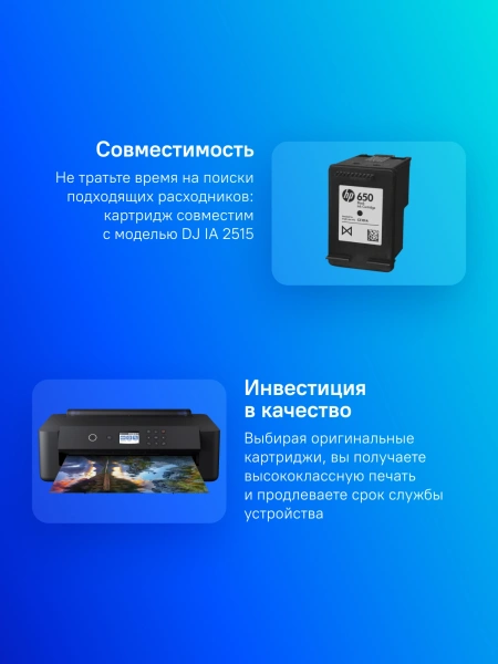 Картридж струйный HP 650 CZ101AE/CZ101AK черный для HP DJ IA 2515