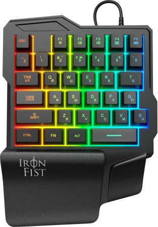 Игровой блок Оклик 701G IRON FIST черный USB for gamer LED (подставка для запястий) (1196590)