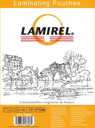 Пленка для ламинирования Fellowes 125мкм (100шт) глянцевая 105x75мм Lamirel (LA-78663)