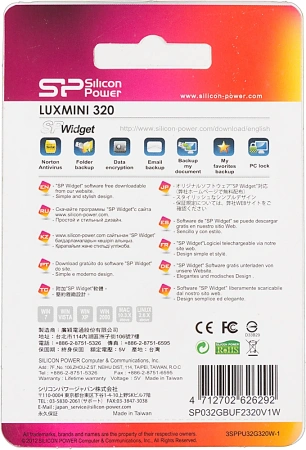 Флеш Диск Silicon Power 32Gb LuxMini 320 SP032GBUF2320V1W USB2.0 белый