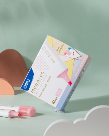 Набор текстовыделителей Deli ES621SPINK-P Macaron скошенный пиш. наконечник 1-5мм розовый (10шт.)