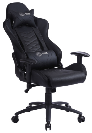 Кресло игровое Cactus с RGB-подсветкой черный эко.кожа с подголов. крестов. сталь