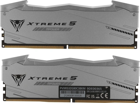 Память DDR5 2x16GB 8000MHz Patriot PVXR532G80C38KM Viper Xtreme 5 RGB RTL Gaming PC5-64000 CL38 DIMM 288-pin 1.45В с радиатором Ret