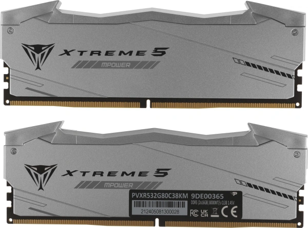 Память DDR5 2x16GB 8000MHz Patriot PVXR532G80C38KM Viper Xtreme 5 RGB RTL Gaming PC5-64000 CL38 DIMM 288-pin 1.45В с радиатором Ret