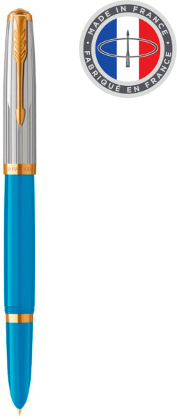Ручка перьев. Parker 51 Premium (CW2169078) Turquoise GT F сталь нержавеющая подар.кор.