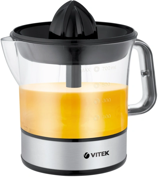 Соковыжималка цитрусовая Vitek VT-3669 25Вт рез.сок.:700мл. стальной/черный