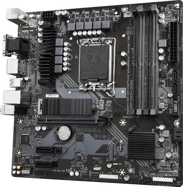 Материнская плата Gigabyte B760M DS3H DDR4 Soc-1700 Intel B760 4xDDR4 mATX AC`97 8ch(7.1) 2.5Gg RAID+VGA+HDMI+DP