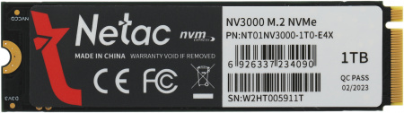Накопитель SSD Netac PCI-E 3.0 x4 1Tb NT01NV3000-1T0-E4X NV3000 M.2 2280