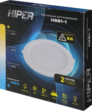 Светильник Hiper H981-1 18Вт 6500K цв.св.:белый холодный белый