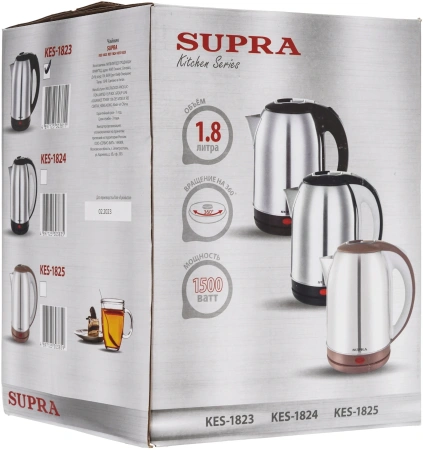 Чайник Supra KES-1823 1.8л. 1500Вт серебристый/черный (металл/пластик)