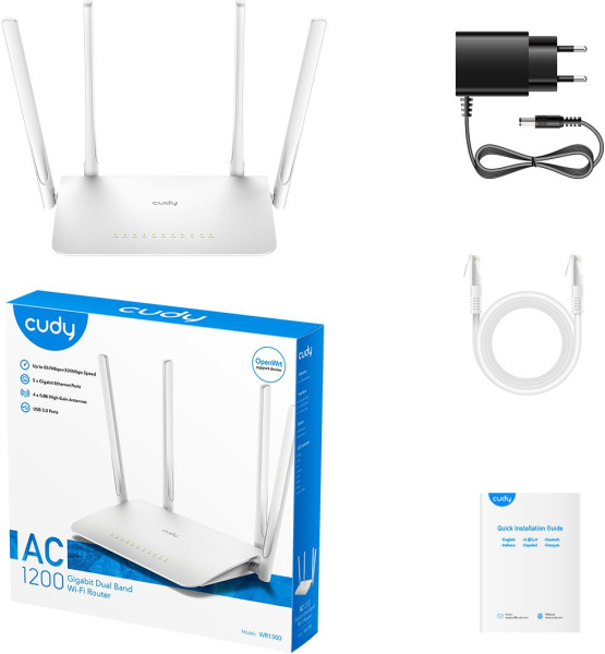 Роутер беспроводной Cudy WR1300 AC1200 Wi-Fi белый