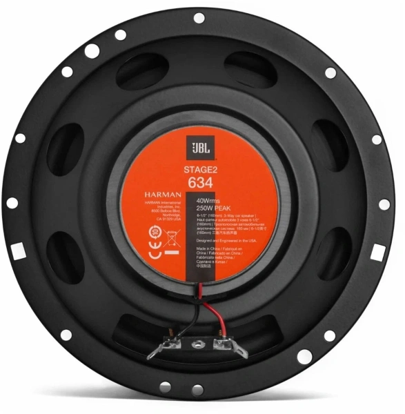 Колонки автомобильные JBL Stage2 634 250Вт 91дБ 4Ом 16см (6.5дюйм) (ком.:2кол.) коаксиальные трехполосные
